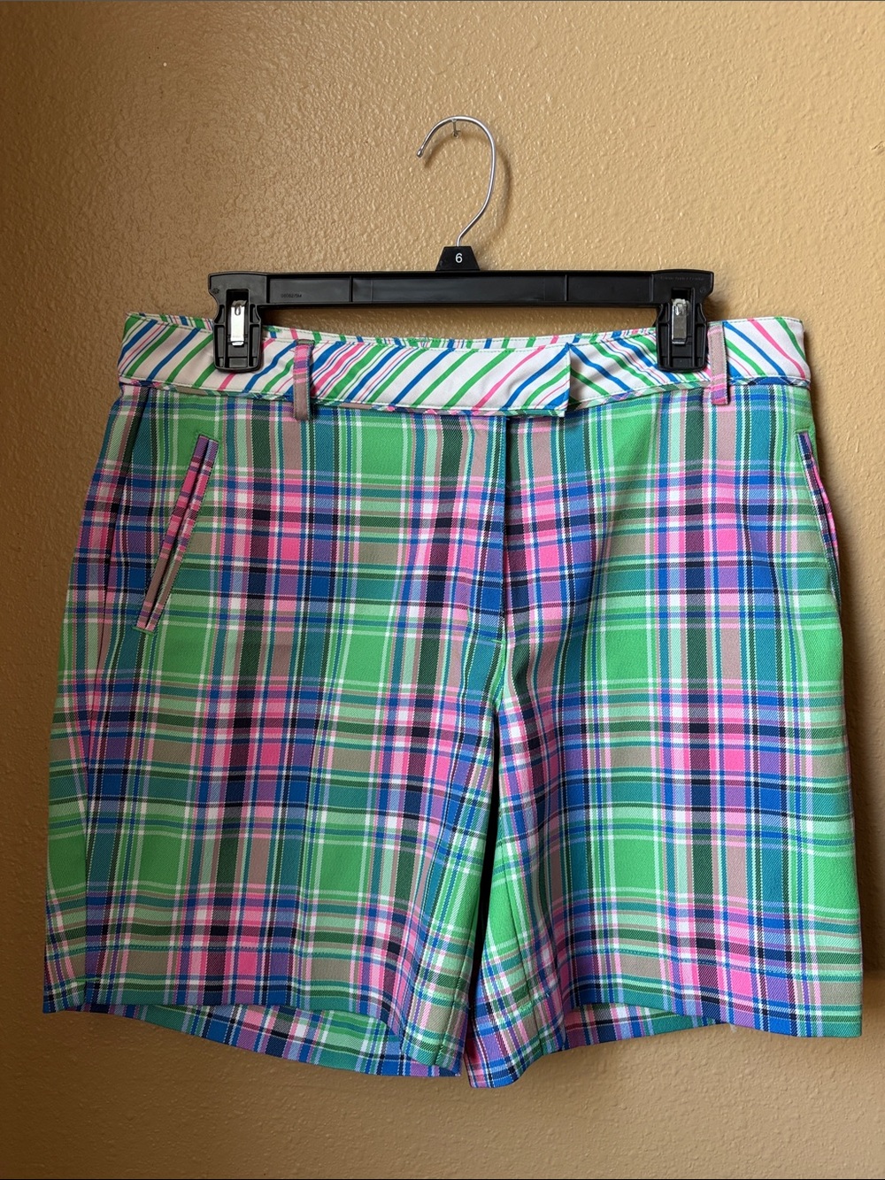 Lady Hagen Plaid Green & Pink Women’s Golf Shorts